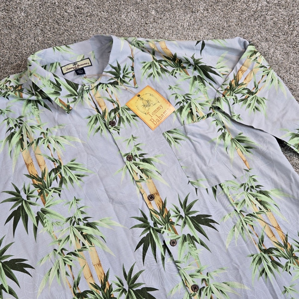 TOMMY BAHAMA Mens 100% THIN Silk S/S LUXURY HAWAIIAN SHIRT‎ Mens 3XL